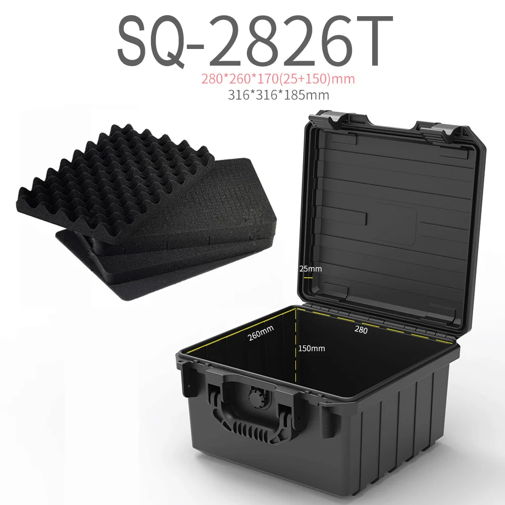 1pc Universal Portable Plastic Tool Box With Foam Insert Waterproof & Shockproof Hard Carrying Case With Pre-cut Sponge