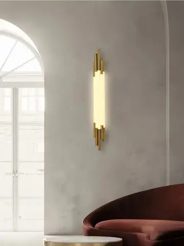 Modern Minimalist Gold LED Art Wall Lamp Creative Living Room Corridor Hallway Background Wall Decor Acrylic Long LED Sconce