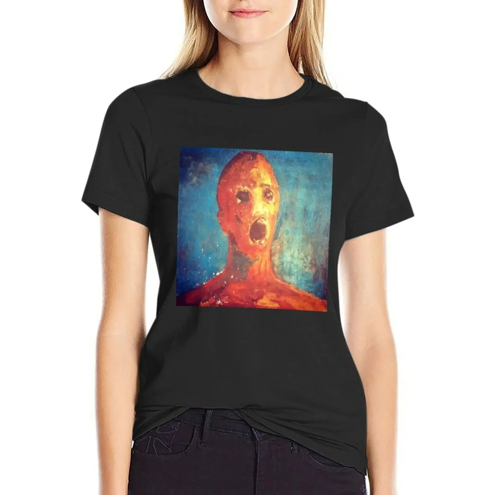 

The Anguished man cursed painting T-shirt lady clothes cute tops kawaii clothes ariat shirts for Women