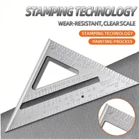 Triangle Ruler 7Inch Measurement Tool Aluminium Alloy Carpenter Set Square Angle Woodworking Tools Try Square Triangular Metric