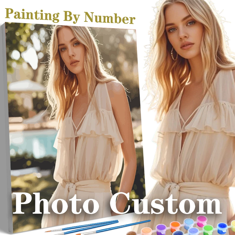 

CHENISTORY Custom Photo Paint by Numbers For Adults Kits Personality Gift On Canvas Picture Oil Acrylic Painting Number DIY