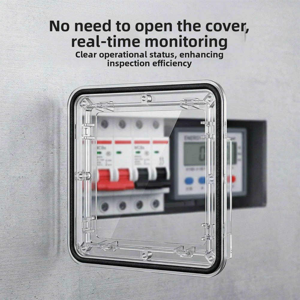 Transparent PC Meter Viewing Cover 11.8x11.8cm Shatterproof Waterproof Flame Retardant for 118 Series Distribution Panels