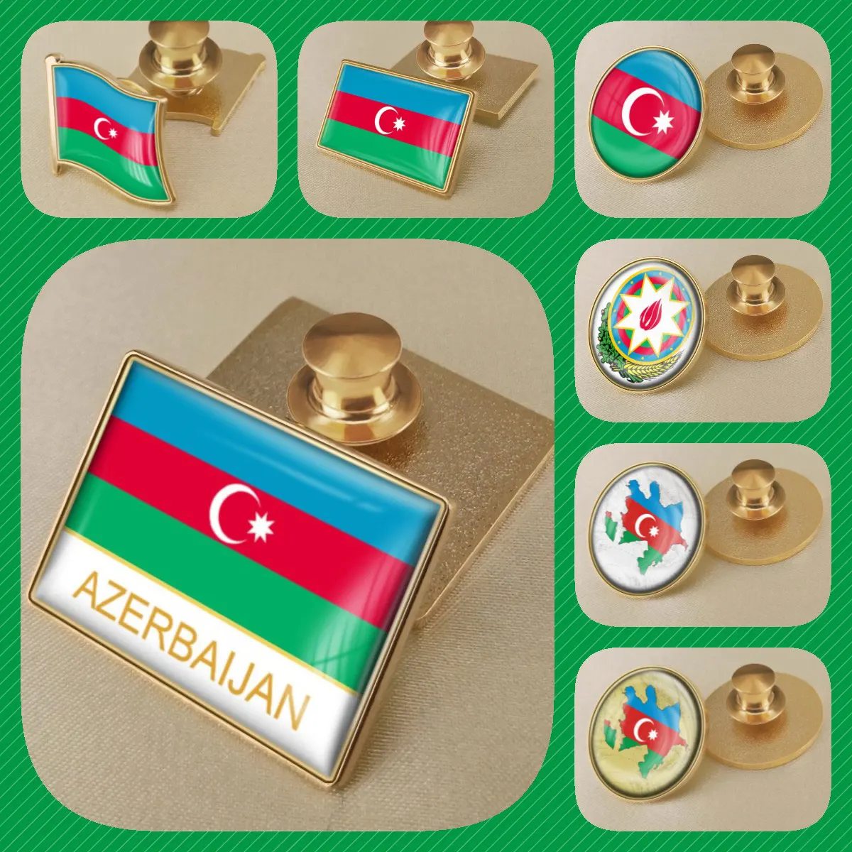 Azerbaijan Azerbaijanis mapa flaga godło narodowe broszka odznaki przypinki na klapę