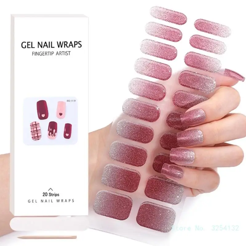 Professional Gel Nail Strips Full Wraps for Girls No Waiting Time No Nail Damage UV LED Lamp Required Nail Decoration