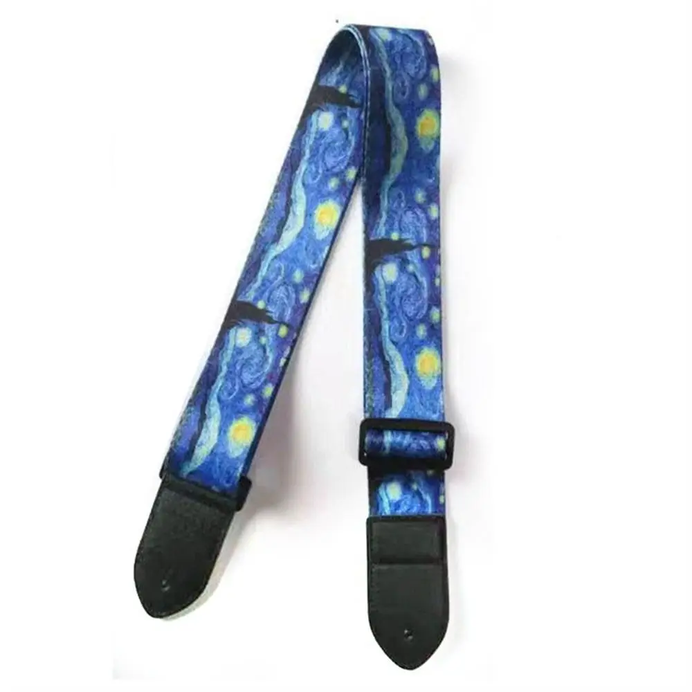 Adjustable Guitar Strap Color Print Extra Wide Electric Guitar Belt Cotton Music Hobby Guitar Shoulder Strap Acoustic Guitar