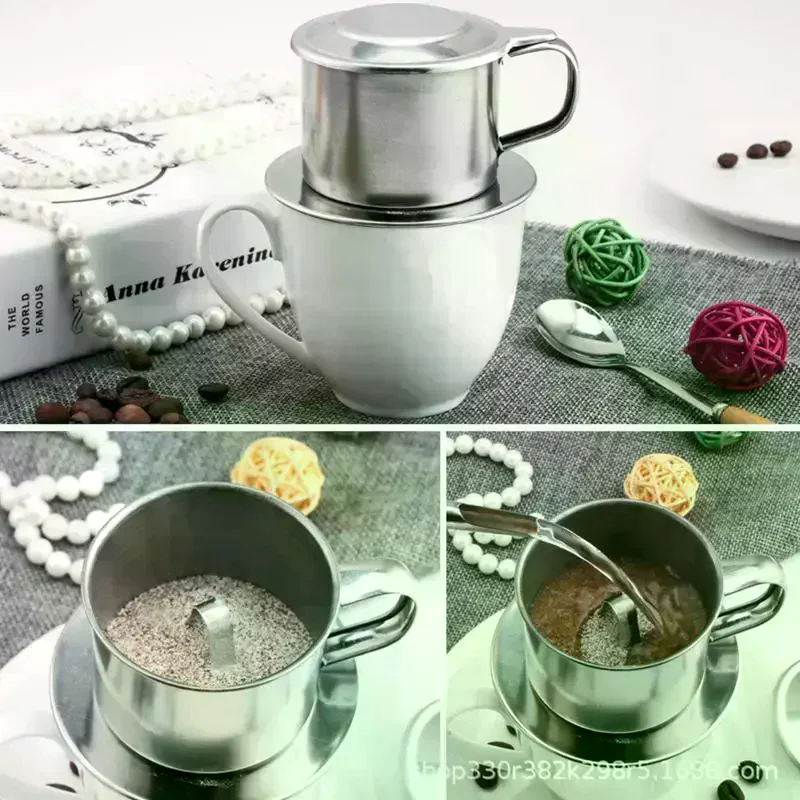 Coffee Filter Infuse Cup Vietnamese Coffee Dripper Maker Pot Portable Coffee Drip Strainer Kitchen Tools 1PC Stainless Steel