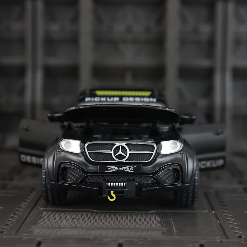 1:28 puertas de modelo de coche de aleación de camioneta Mercedes Benz de simulación y capó de motor, el maletero se puede abrir detalles ricos, mano de obra fina