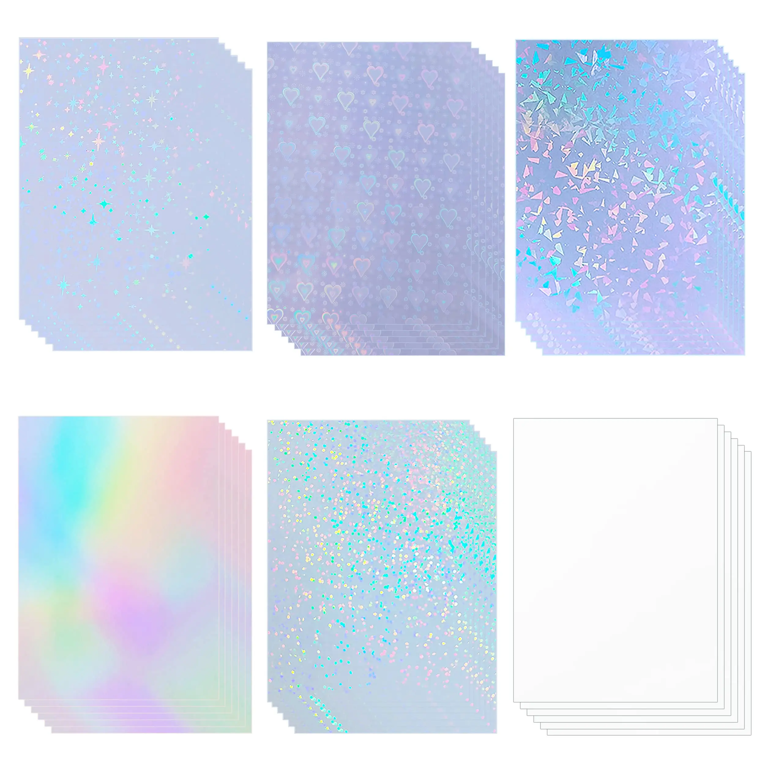 10 arkuszy blask holograficzny laminat, samoprzylepne arkusze laminowania A4 winylowe na Cricut, naklejki, karty kolekcjonerskie, zdjęcia, Scr