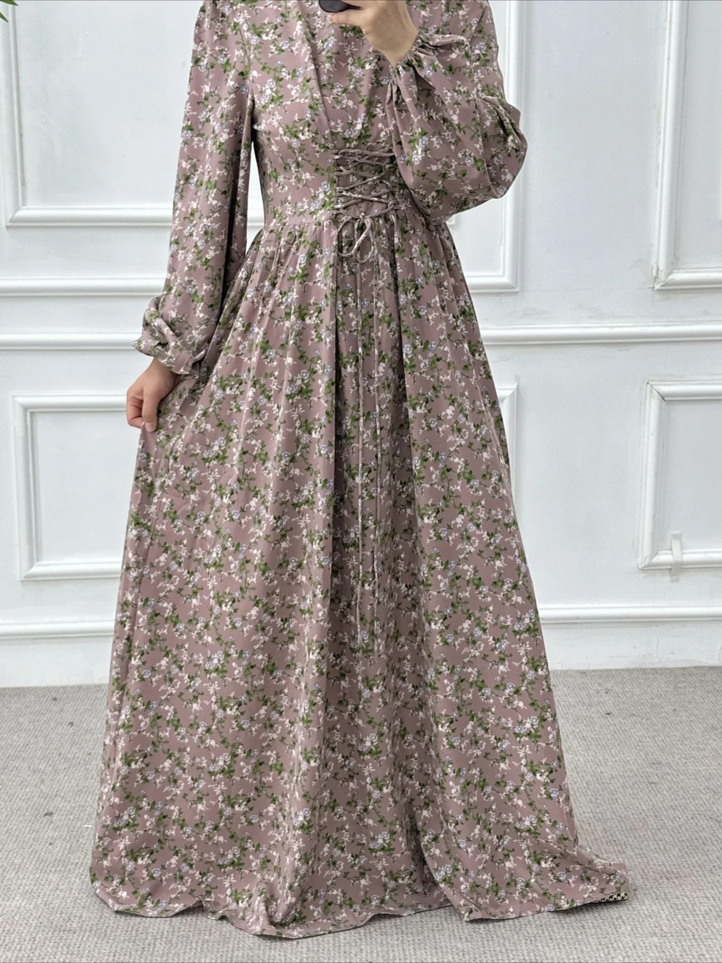 Eid femmes Robe musulmane Abaya imprimer Flroal pansement robes Largos fête Caftan Jalabiya Ramadan robes dubaï Robe arabe 2025