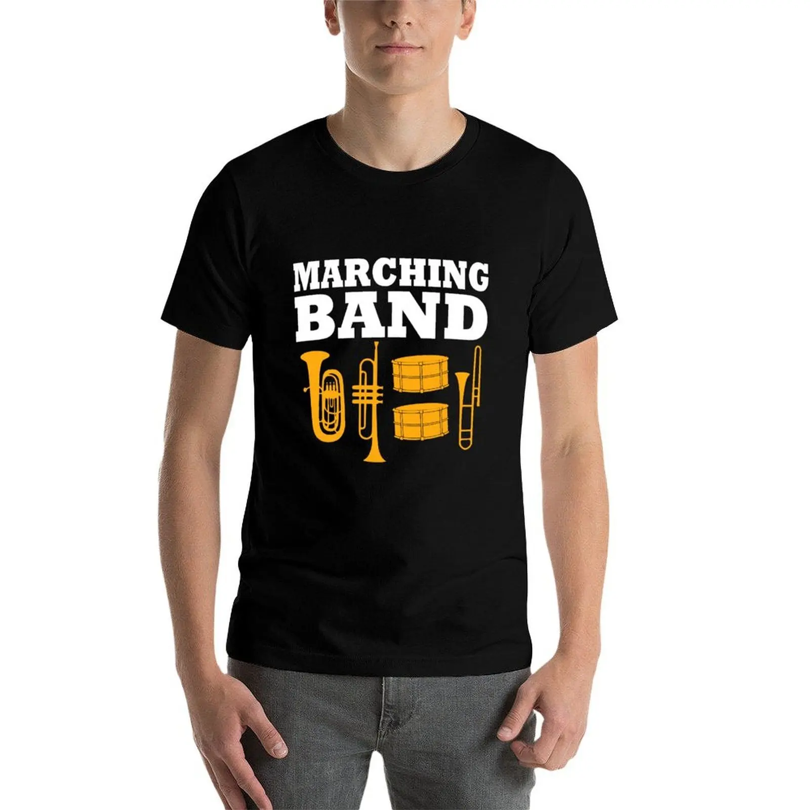 

Marching Band Slogan with brass instruments and drums T-Shirt t shirt for man man t shirt heavy cotton T-Shirt