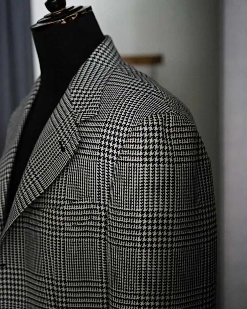 الحديثة منقوشة الرجال الدعاوى سليم صالح 2 قطعة سترة السراويل واحدة الصدر الشق التلبيب نمط الأعمال سترة مخصصة #4