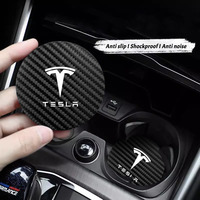 Car Emblem Anti-Slip Pad Water Cup Mat Holder Drink Coaster For Tesla Model 3 Model Y Model S Model X Roadster SpaceX Cybertruck