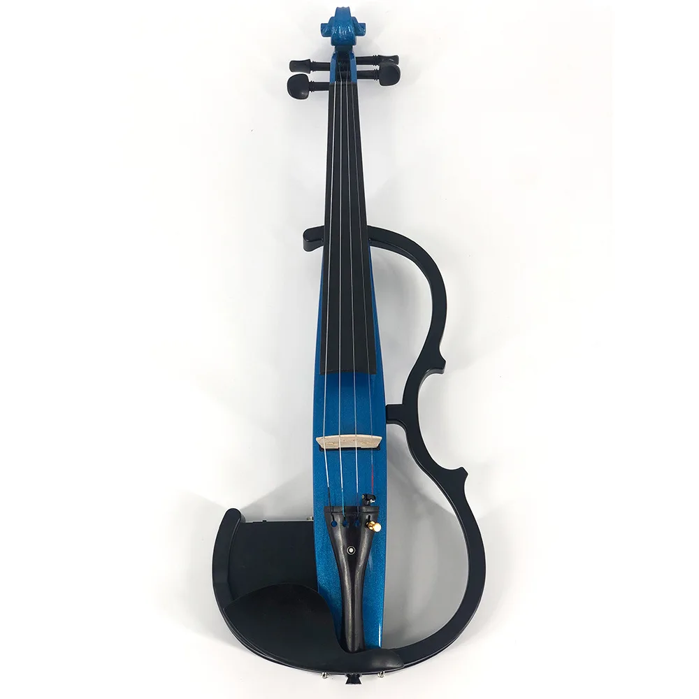 Professional solid wood with connecting wire blue electric violin