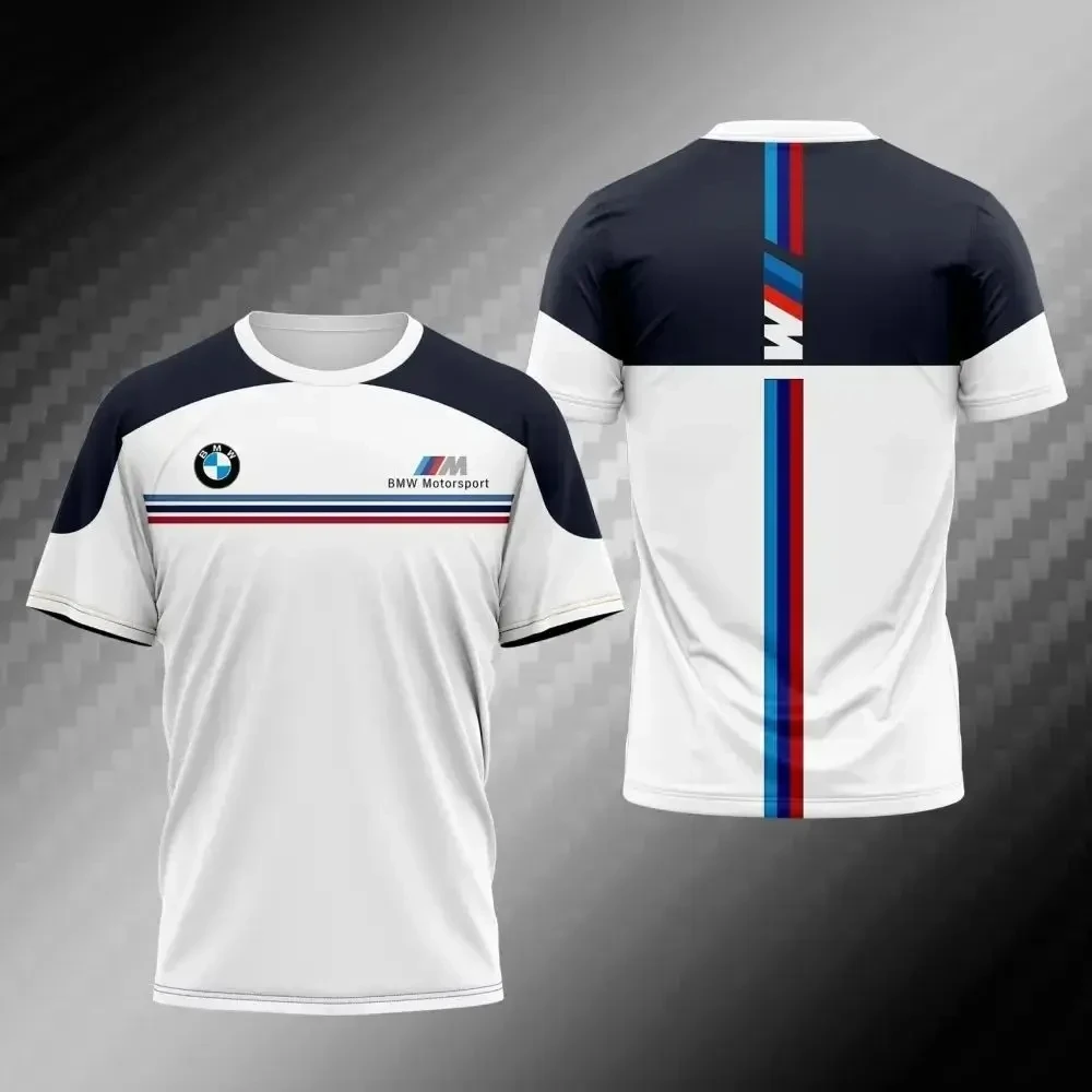 BMW equipe de corrida de motocicleta camiseta masculina verão manga curta das mulheres dos homens camisetas 2025 novos esportes unisex roupas de grandes dimensões topos