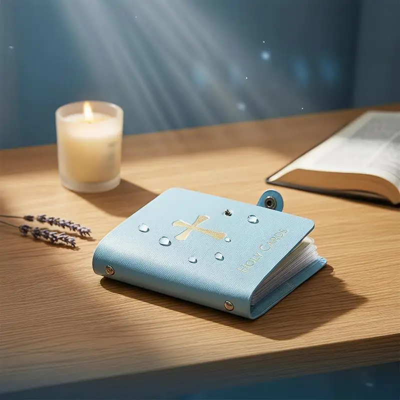 Soft Leather Holy Card Holder Slim Pocket Prayer Organizer with Snap Closure Suitable for  Believers Commute Carry