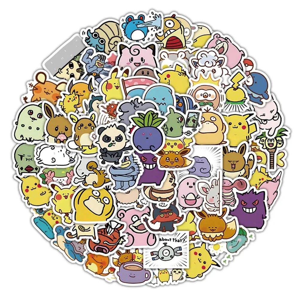 10/30/50/100pcs Kawaii Pokemon Pikachu Stickers Classic Anime Graffiti Decals DIY Guitar Stationery Helmet Cute Artistic Sticker