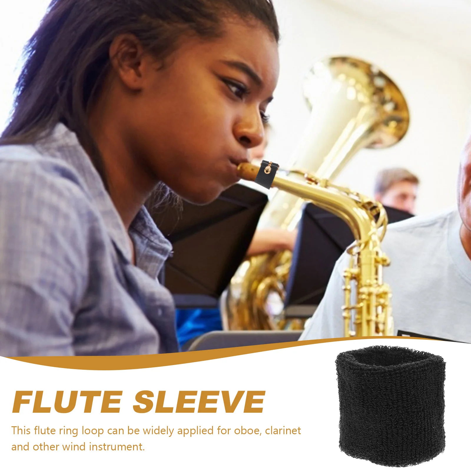 

Waterproof Cotton Flute Loop Absorbent Sleeve for Clarinet Oboe Black Wind Instrument Accessories Elastic Design Sweat Tube