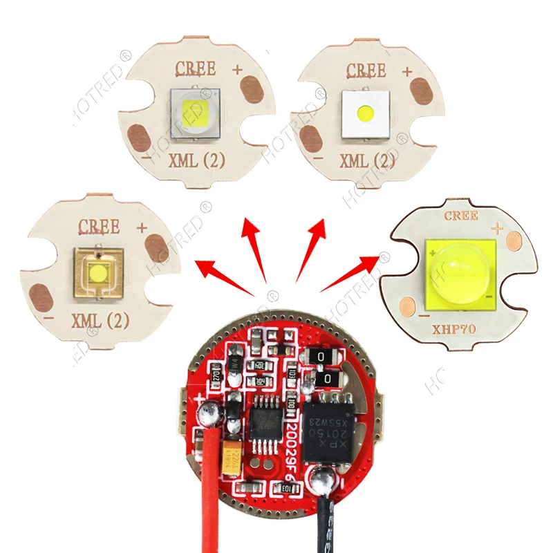 LED 10W 20W 30W Laser 5050-L2 T6 7070 XHP70.2 XHP90 Cold Warm White Beads +Torch Flashlight Current Driver DC3.7V 20mm  1/5 Mode image 5