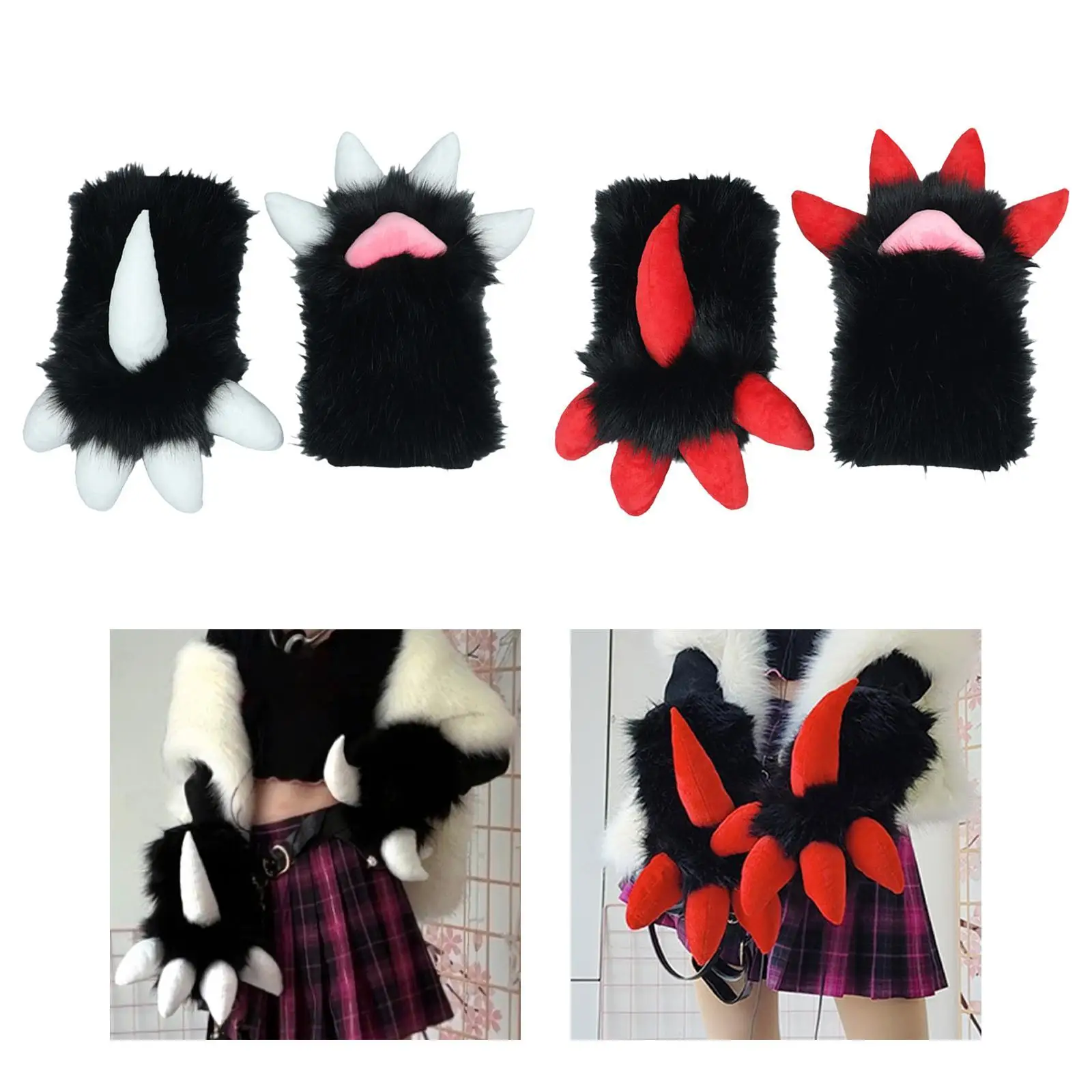 

Dragon Paws Gloves Fancy Dress Girls Costume Gloves Hands Paw Plush Hand Gloves for Club Themed Party Prom Festival Masquerades