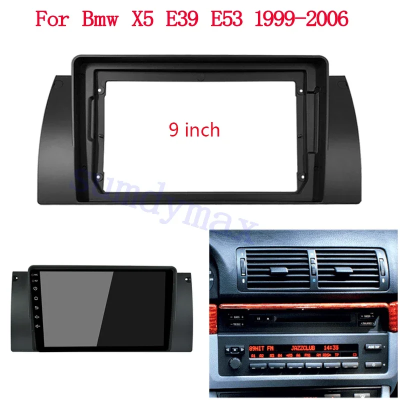 9inch 2 Din Car Radio Fascia Frame For BMW E39 E53 X5 5 Series E38 big screen 2 Din android Car Radio Fascia frame