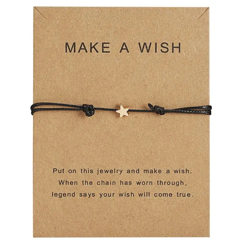 Exquisite Adjustable Wax Rope Bracelet for Wish Card Star Charm Bracelets Decor Dropship