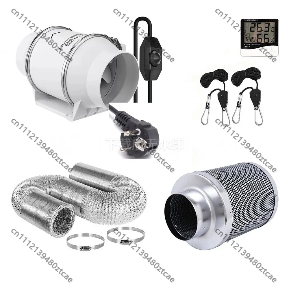 4/6/8 Inch Infinite Speed Duct Fan, Adjustable Ventilation Pipeline Carbon Canister Filter Combo Set for Indoor Air Circulation