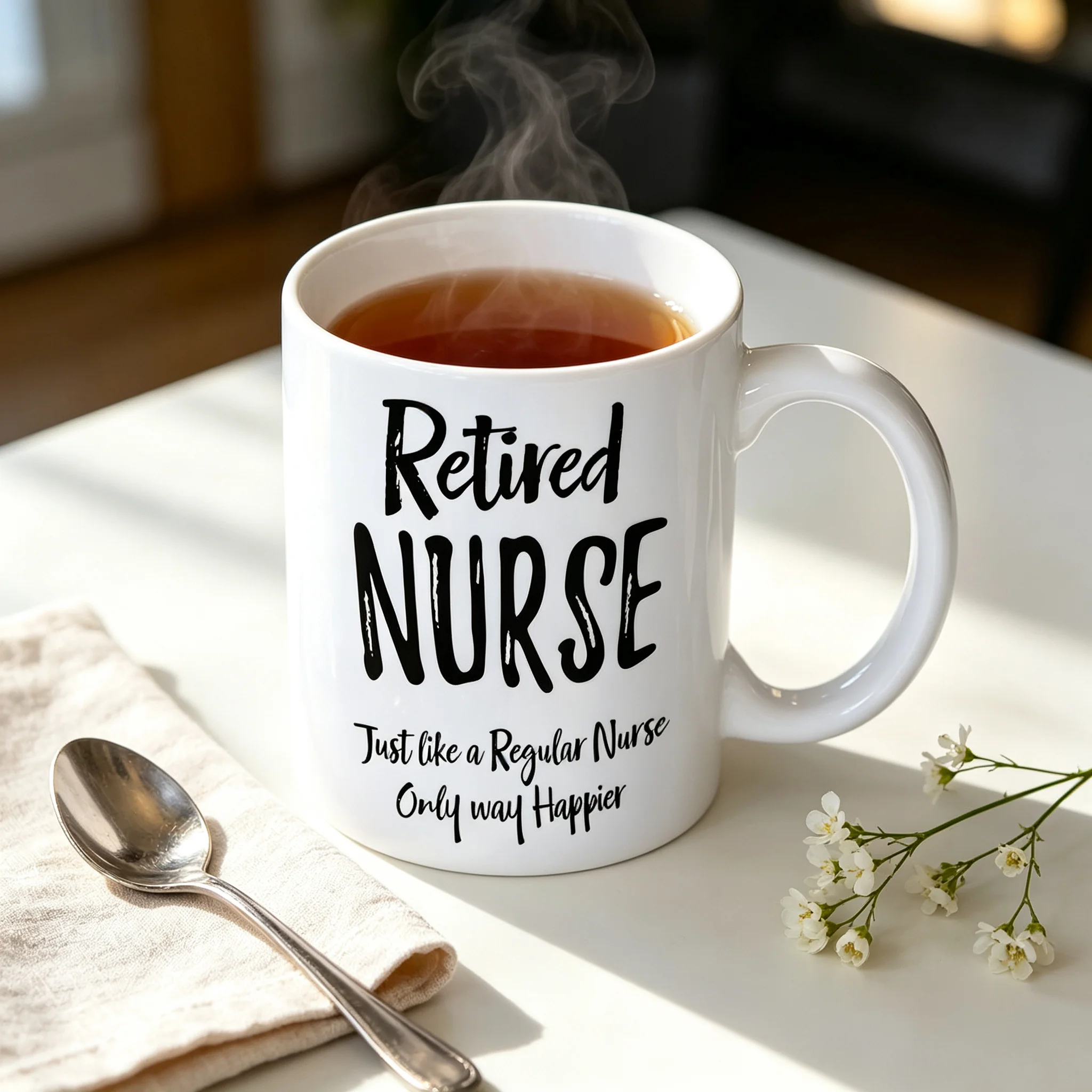Retired Nurse Coffee Mug, Just Like A Regular Nurse Only Way Happier, Funny Retirement Gift for Nurse
