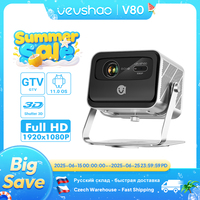 VEVSHAO V80 4K Projector Full HD1080P 2200 Anis Lumens Android 11.0 WiFi 6 Video Home Movie Theater Projectors with Base Stand