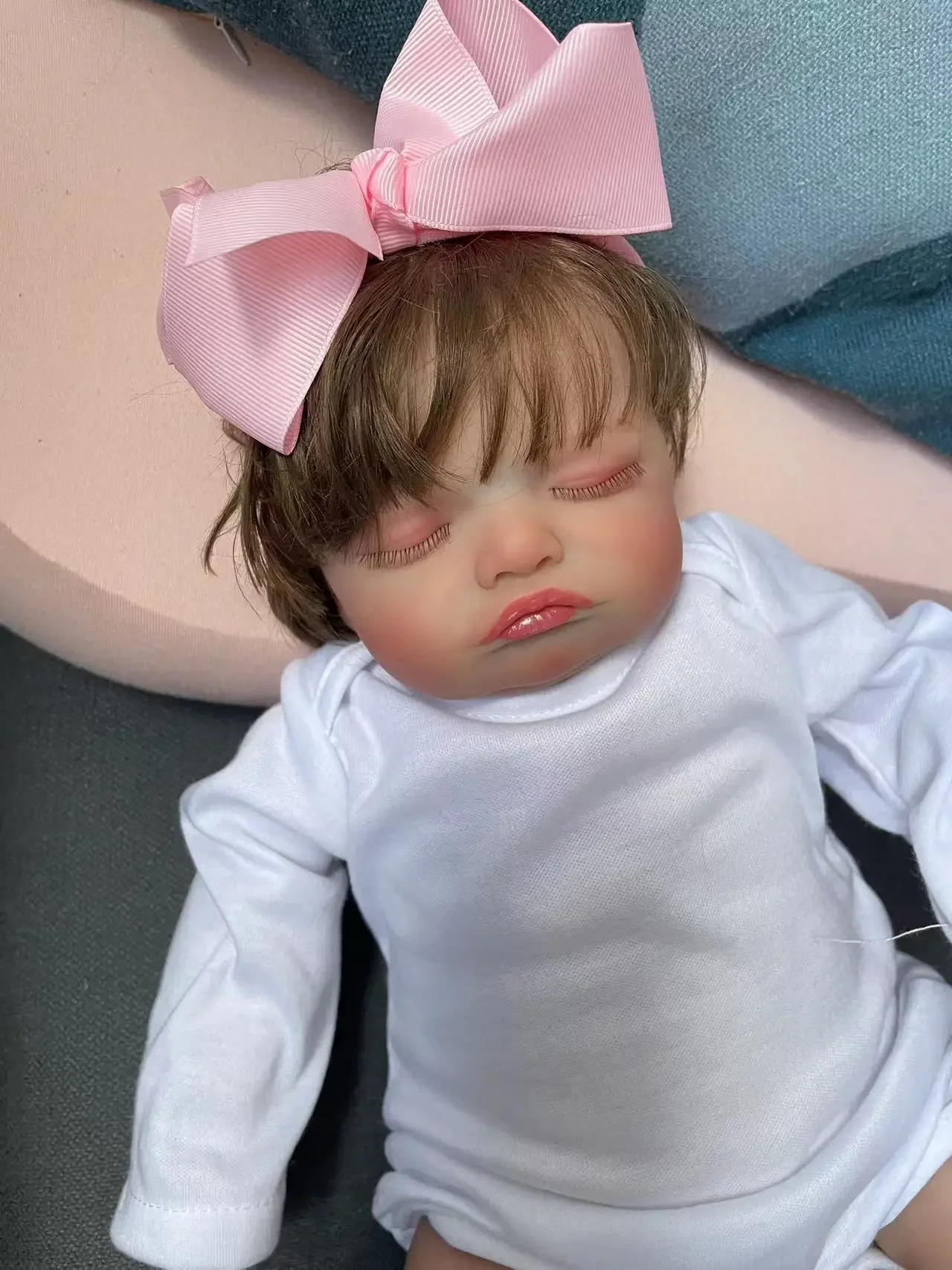 45cm Rosalie zachte stoffen lichaam levensechte pasgeboren herboren pop meerdere lagen schilderen 3D huid met zichtbare aderen handgeworteld haar