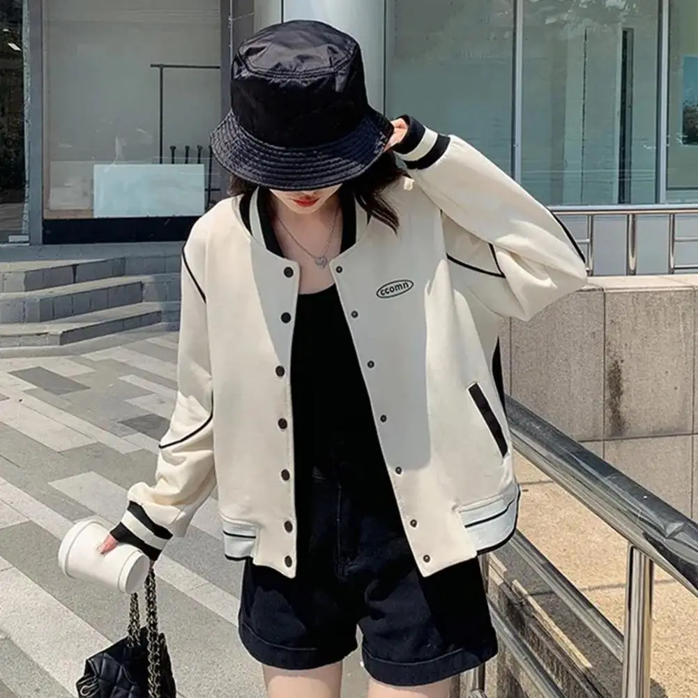 Vintage Women's Jacket Stand Collar Long sleeved Spring Jackets Coat Casual Single breasted Hip Hop Outerwears Chic Tops