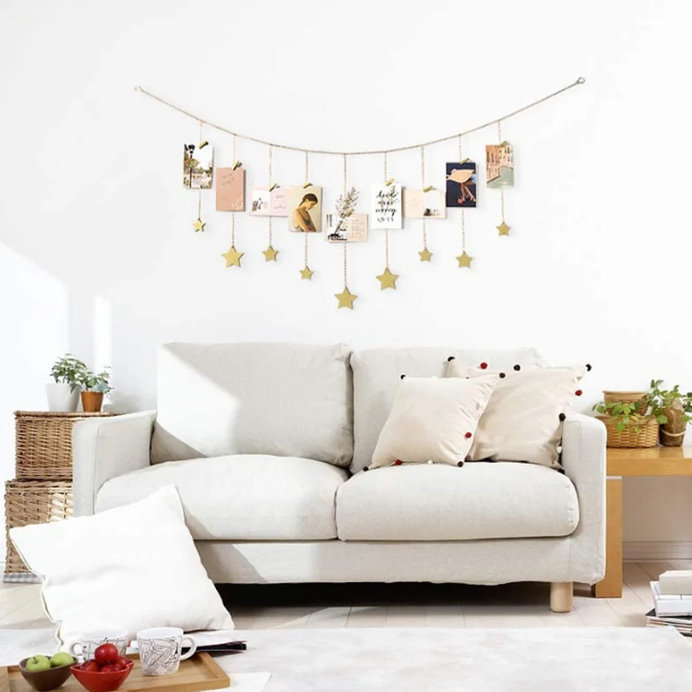 

Creative Star Garland Hanging Decoration 3D Wood Ornament Room Wall Door Home Decor Aesthetic Decor For Christmas Gift
