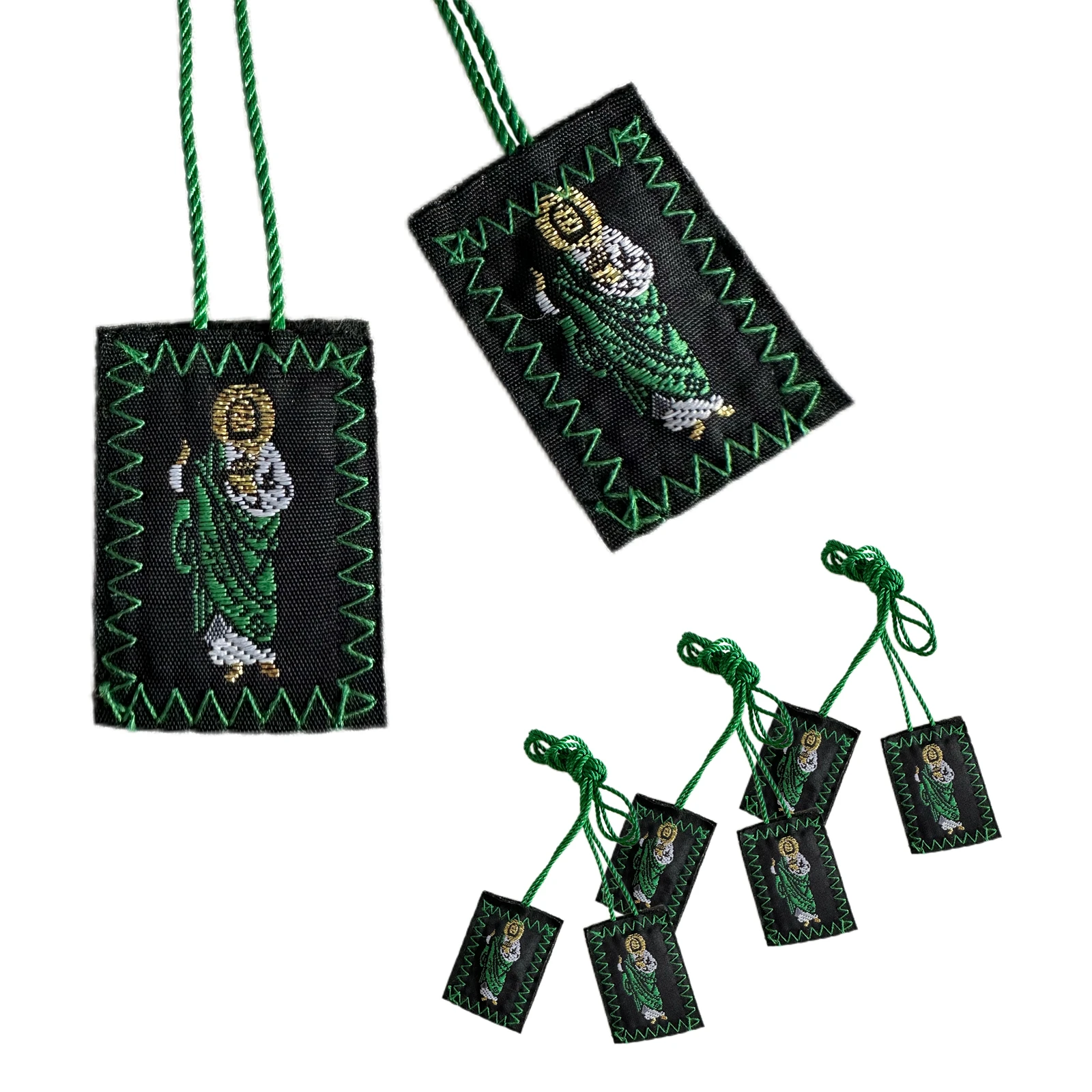 Capulars Catholic, 3 Pack Green Scapular Of Saint Jude, Virgen De Guadalupe Necklace San Judas Tadeo Escapularios Catolicos,