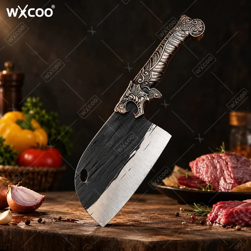 WXCOO Professional Kitchen Knife Forged Butcher Knife Vegetable Cutting Chinese-style Slicing Knife for Household Fruit Knife