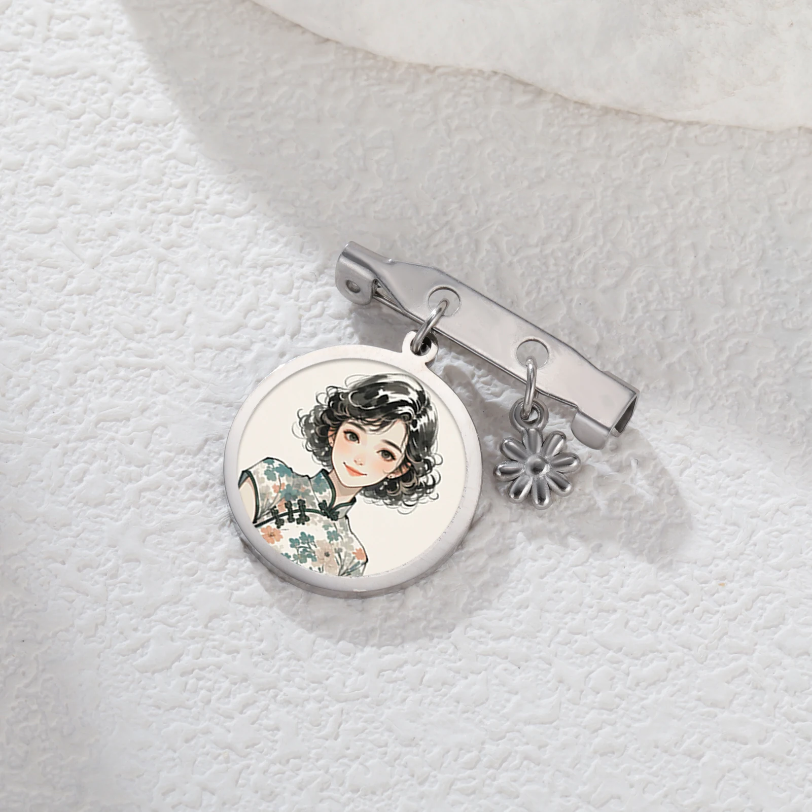 Sipuris-broche con foto personalizada, alfileres de moda personalizados de acero inoxidable, insignia, placa con nombre, joyería, regalos de boda, venta al por mayor