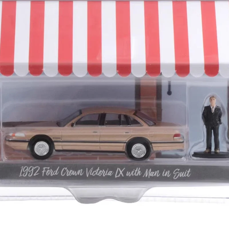 Greenlight Diecast Alloy 1:64 Scale 1992 Ford Crown Victoria LX With Man Car Model Static Collection Decorated Holiday Gift Toy