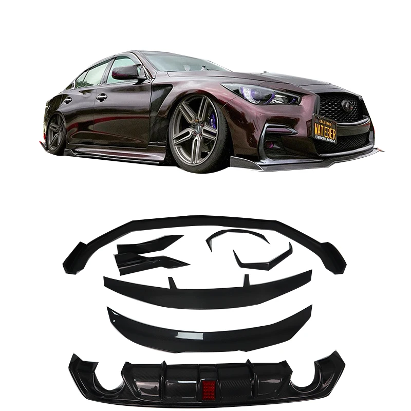 

High Quality Body Kit Carbon Fiber Front Lip Rear Diffuser Side Skirts Rear Corners Mirror Cover Spoiler for Infiniti Q60