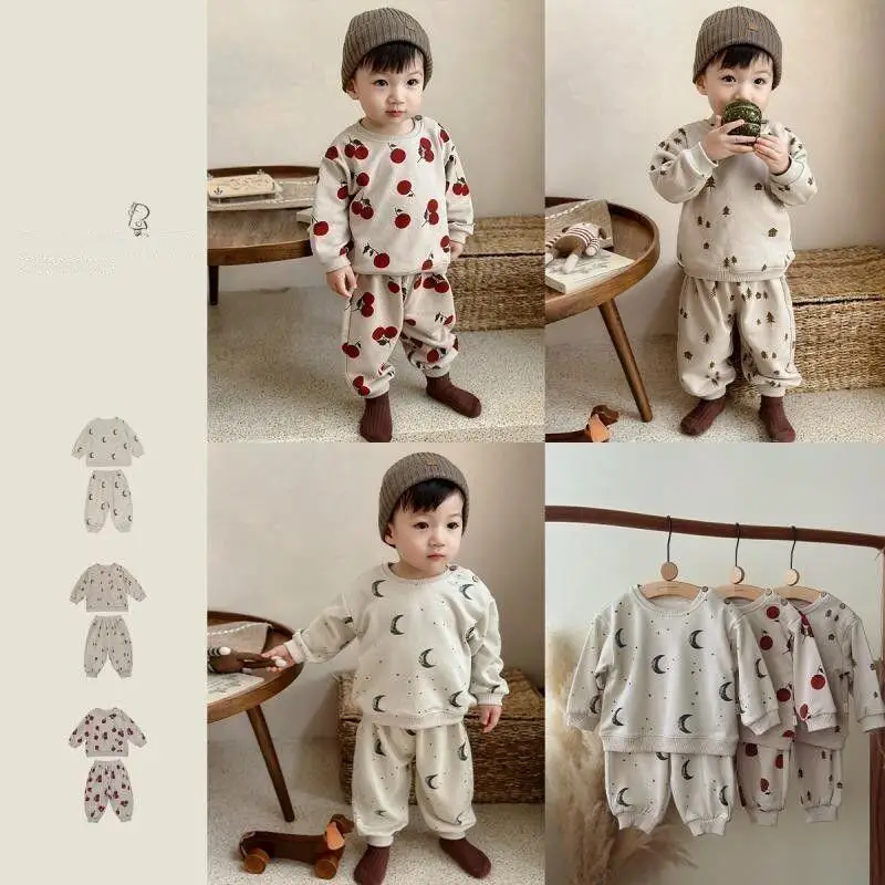 

Children's Clothing Boys' And Girls' Tops Two Piece Sweatshirt Set Cotton For Infant Toddler Boys Girls Autumn Nordic Style
