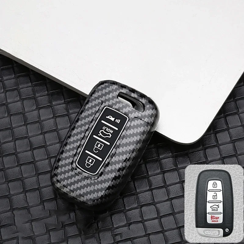 3/4Button Carbon Fiber Car Key Fob Shell Cover Keychain for KIA Forte Sportage K2 K5 for Hyundai Genesis Coupe Sonata Ix35 Smart