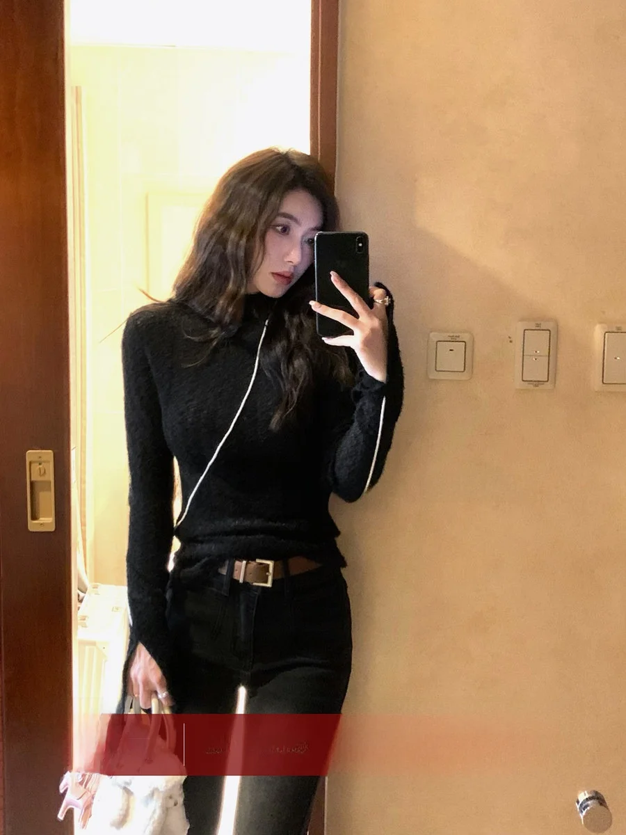 

Тонкий трикотажный топ Slim Fit с расклешенными рукавами и текстурой Crew Ne, из полиэфирного волокна, для повседневной носки, модель с длинными рукавами