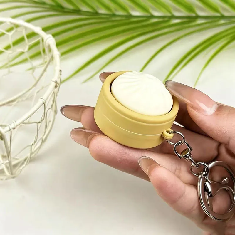 Mini Steamed Bun Stress Relief Soft and Slow Rebound Kneading Kneading Decompression Bun Clicker Keychain Gifts