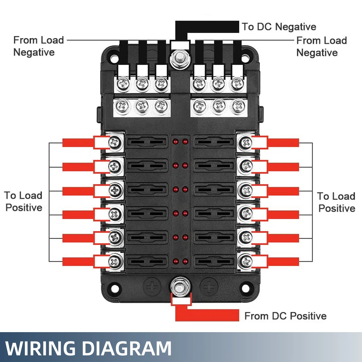 Car Boat Fuse Box Holder With 12 Ways Blade Fuse Holder Block Warning Indicator 12V-24V Power Distribution Panel Board