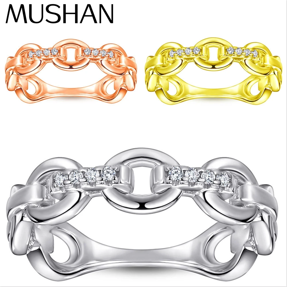 

MuShan Jewelry 925 Sterling Silver Ring Wedding Band High Carbon Diamond Glamorous Style Gift Her Women Rings Fine Jewelry
