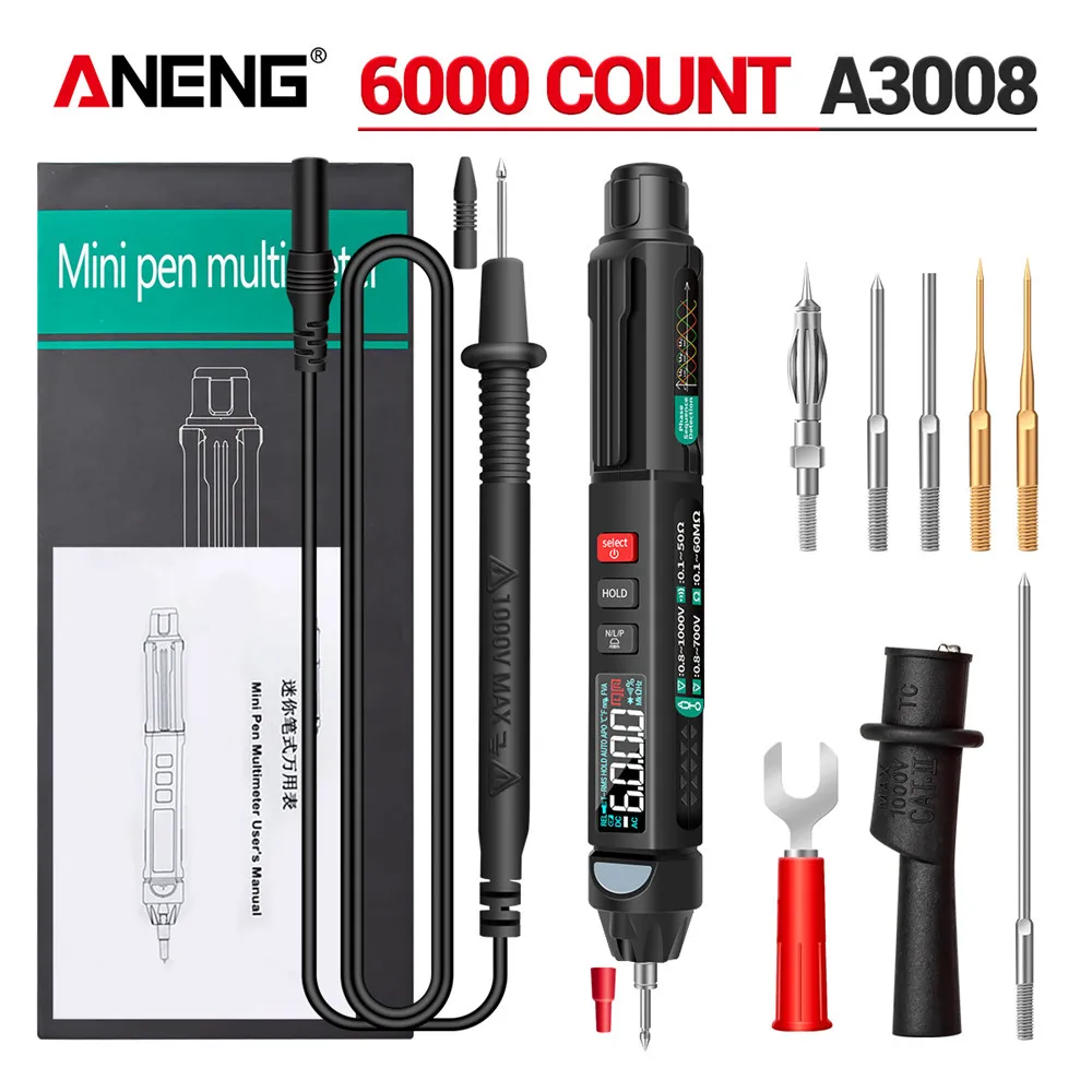 ANENG A3008 Digital Multimeter Auto Intelligent Sensor Pen Tester 6000 Counts NonContact Voltage Meter Multimetre polimetro