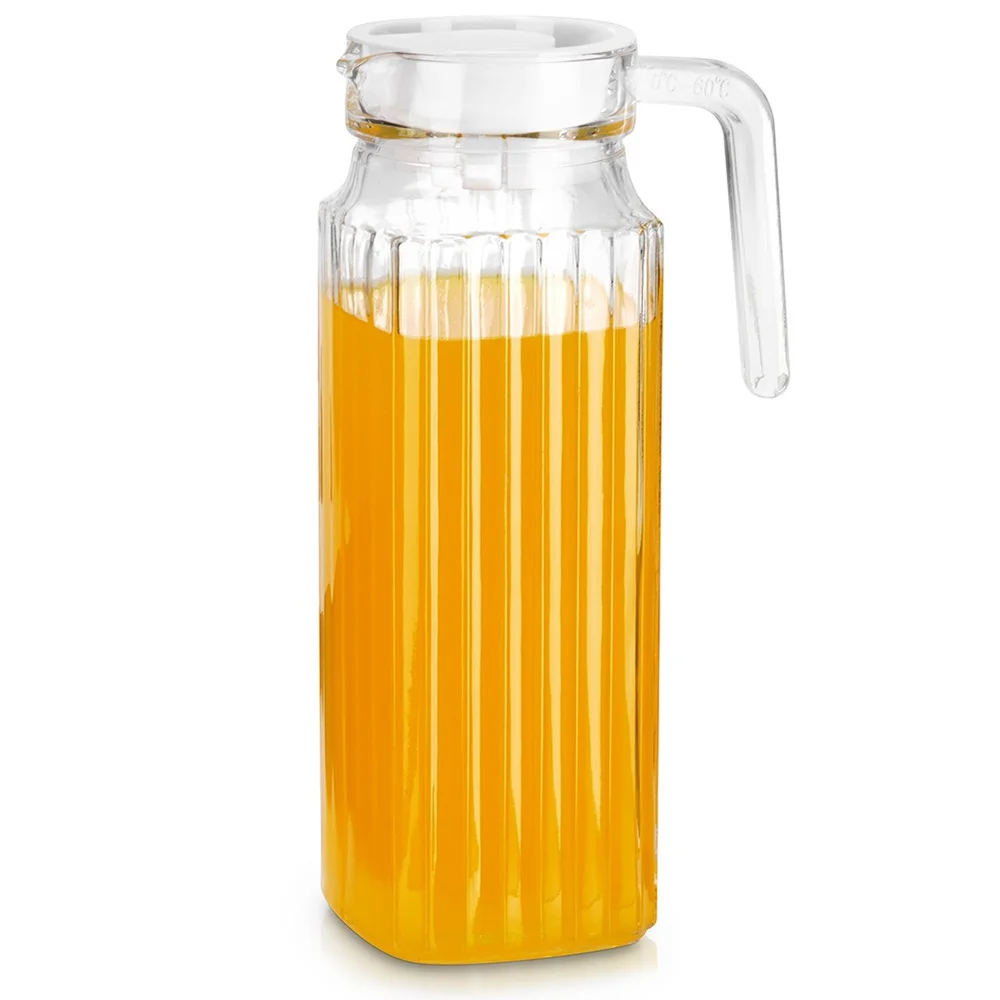 Glazen kan met deksel, smal, geschikt voor 1 liter koelkast
