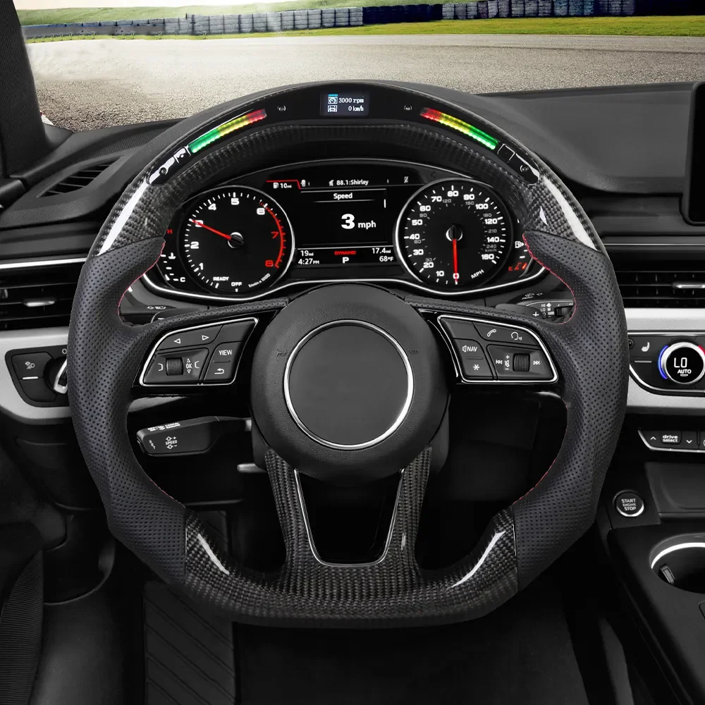 Fit for  A4 2021 2022 2023 2024 A5 19-25 A3 Fancy Smart LED Real Carbon Fiber Custom Car Steering Wheel