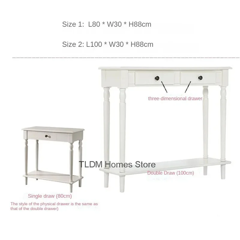 American Solid Wood Console Table Household Entry Hallway Table Retro Living Room Furniture Entrance Console Cabinet with Drawer image 2