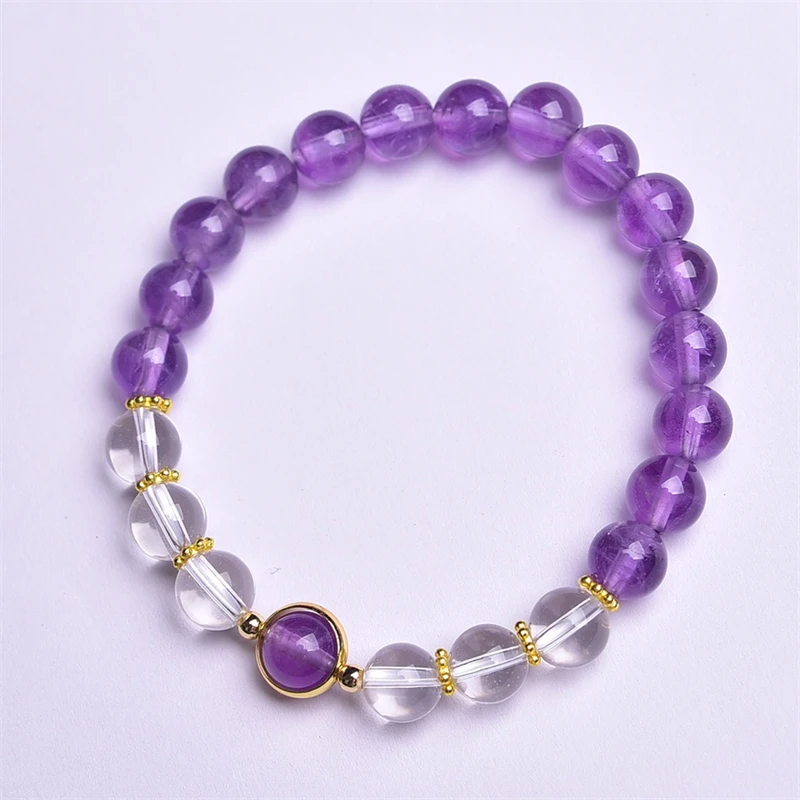 8MM Natural Lavender Amethyst Bead Bracelet Charms Handmade Fortune Energy Bangle Mineral Woman Amulet Jewelry Gift 1PCS