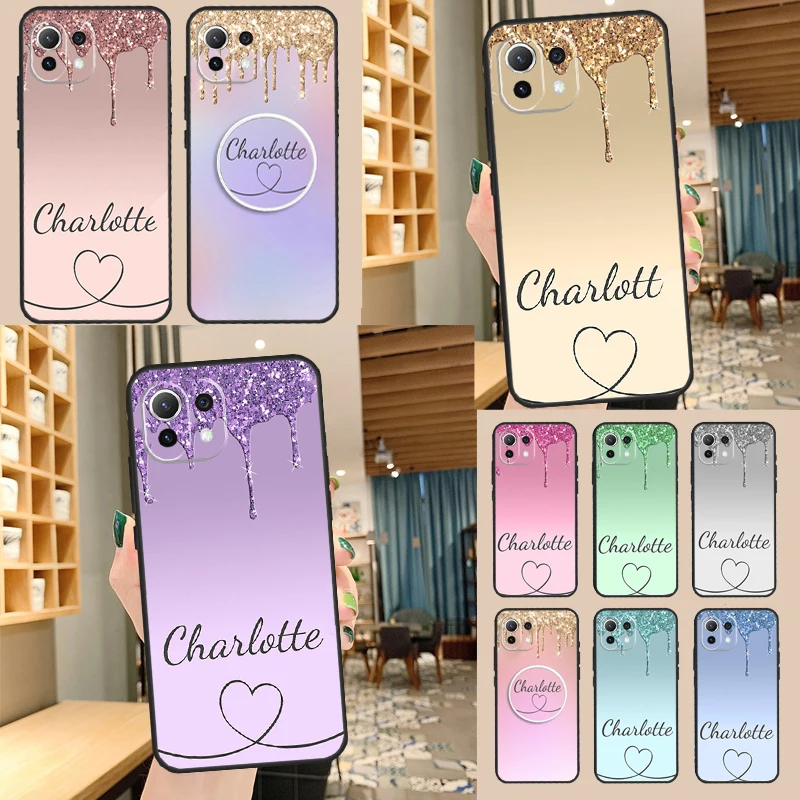 GEPERSONALISEERDE initialen naam gel gemarmerd Case Voor POCO F5 X3 X5 Pro F3 F4 GT M5s C40 Cover Voor Xiaomi 13 12 Lite 11T 12T Pro 12X