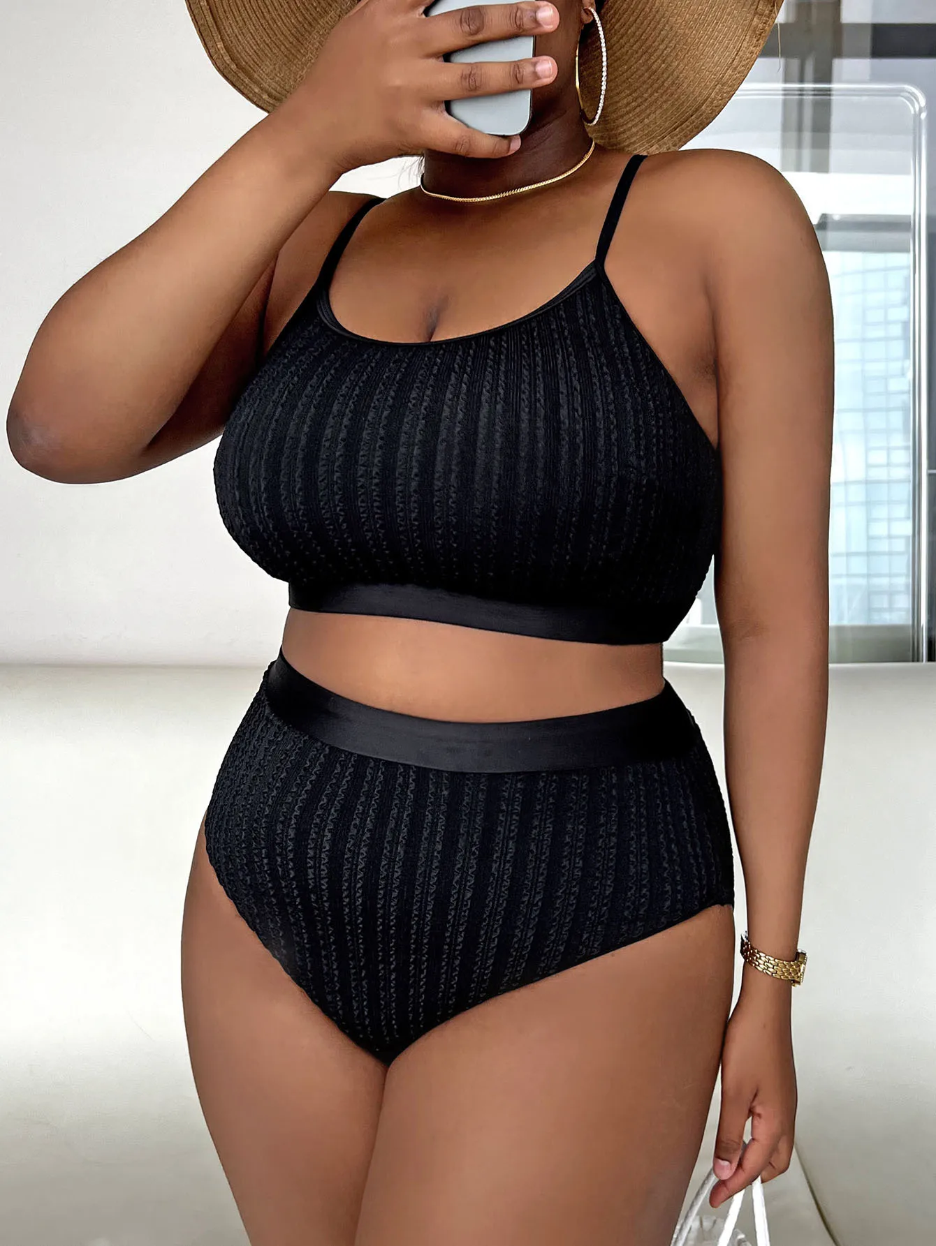 

New Fat MM Solid Color Suspender Plus Size Sexy Bikini Swimsuit Badpak Dames 2022 Corrigerend Cinjunto De Dos Piezas Mujer
