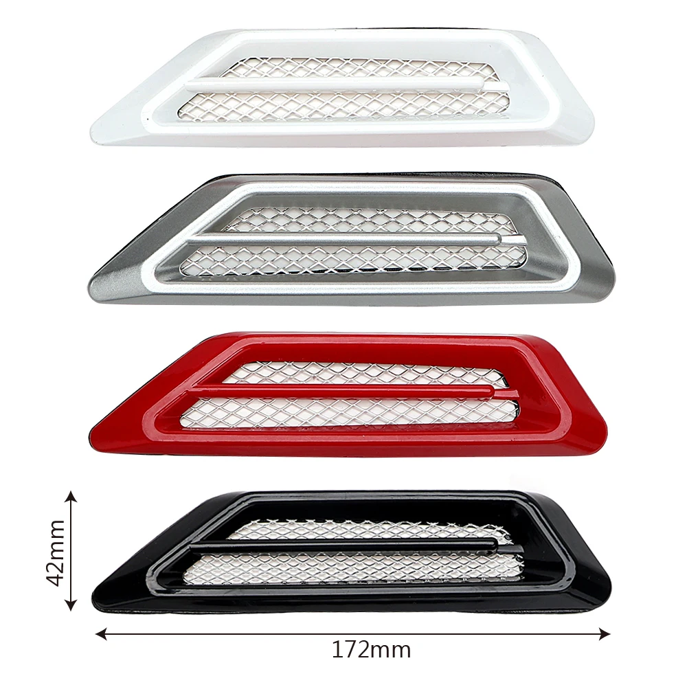 Pegatinas 3D de 2 piezas para coche, diseño creativo de branquias de ventilación falsas, decoración de puerta de capó, accesorios para coche todoterreno 4x4